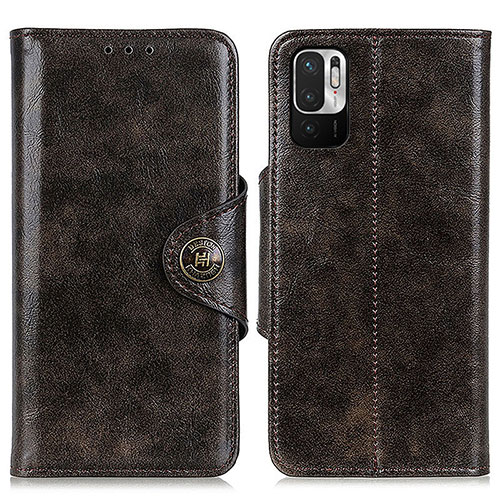 Leather Case Stands Flip Cover Holder M12L for Xiaomi Redmi Note 10 JE 5G Bronze