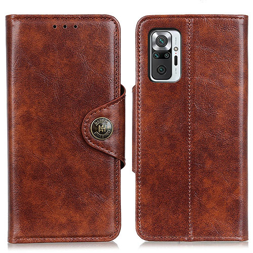 Leather Case Stands Flip Cover Holder M12L for Xiaomi Redmi Note 10 Pro 4G Brown
