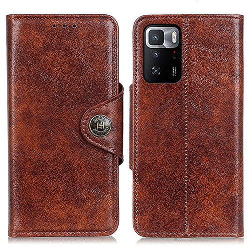 Leather Case Stands Flip Cover Holder M12L for Xiaomi Redmi Note 10 Pro 5G Brown