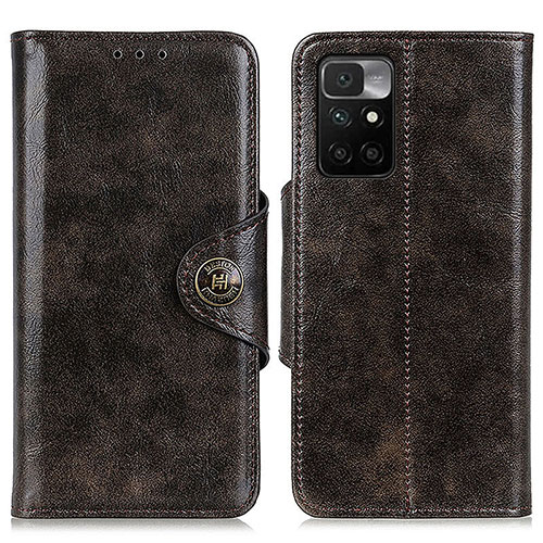 Leather Case Stands Flip Cover Holder M12L for Xiaomi Redmi Note 11 4G (2021) Bronze