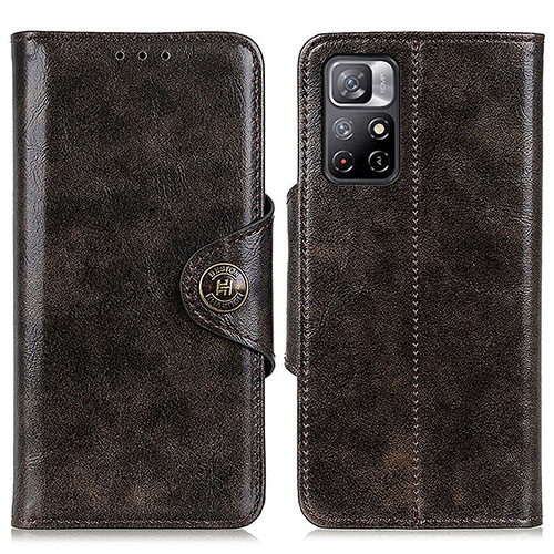 Leather Case Stands Flip Cover Holder M12L for Xiaomi Redmi Note 11 5G Bronze