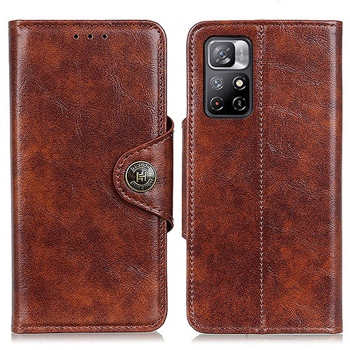 Leather Case Stands Flip Cover Holder M12L for Xiaomi Redmi Note 11 5G Brown