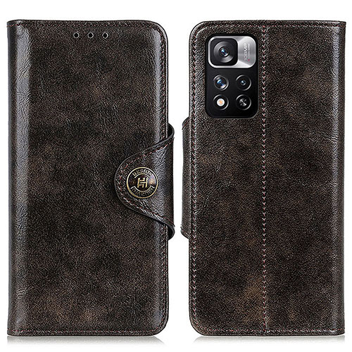 Leather Case Stands Flip Cover Holder M12L for Xiaomi Redmi Note 11 Pro+ Plus 5G Bronze