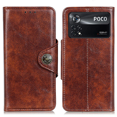 Leather Case Stands Flip Cover Holder M12L for Xiaomi Redmi Note 11E Pro 5G Brown
