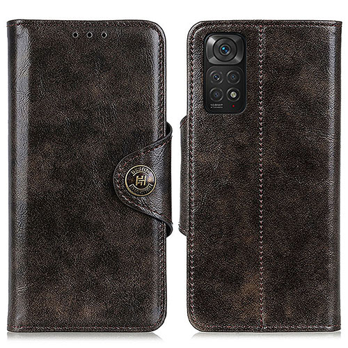 Leather Case Stands Flip Cover Holder M12L for Xiaomi Redmi Note 11S 4G Bronze