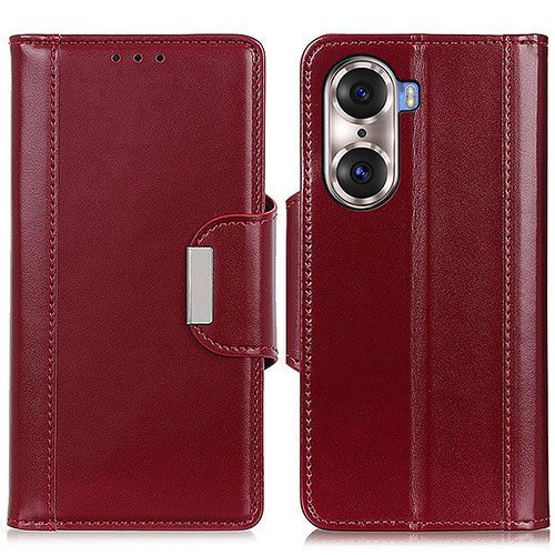 Leather Case Stands Flip Cover Holder M13L for Huawei Honor 60 5G Red