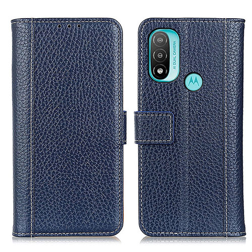 Leather Case Stands Flip Cover Holder M13L for Motorola Moto E20 Blue