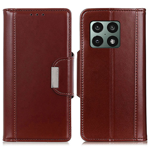 Leather Case Stands Flip Cover Holder M13L for OnePlus 10 Pro 5G Brown