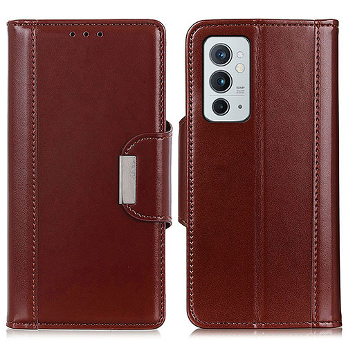 Leather Case Stands Flip Cover Holder M13L for OnePlus 9RT 5G Brown