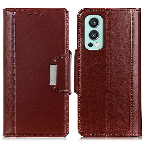 Leather Case Stands Flip Cover Holder M13L for OnePlus Nord 2 5G Brown