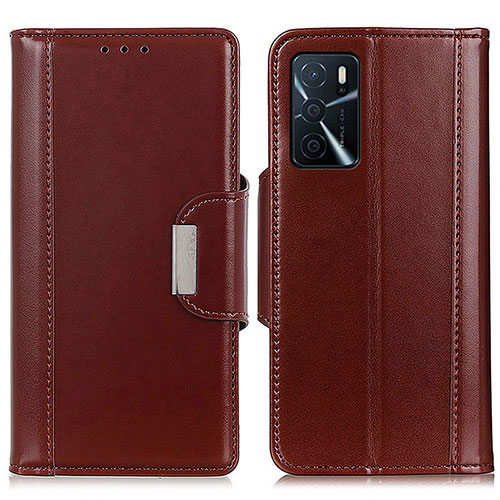 Leather Case Stands Flip Cover Holder M13L for Oppo A16s Brown