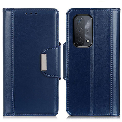 Leather Case Stands Flip Cover Holder M13L for Oppo A54 5G Blue