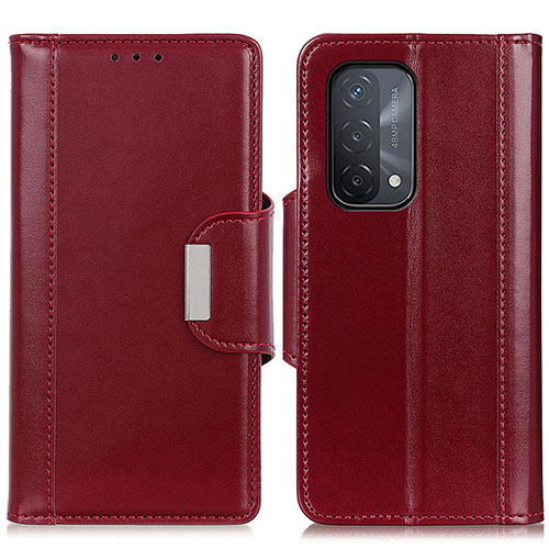 Leather Case Stands Flip Cover Holder M13L for Oppo A54 5G Red