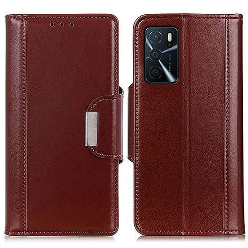 Leather Case Stands Flip Cover Holder M13L for Oppo A54s Brown