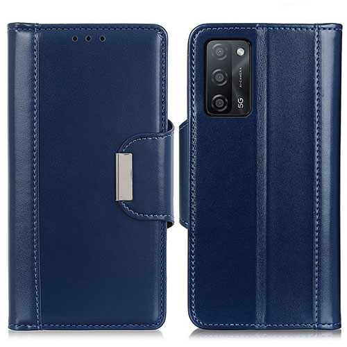 Leather Case Stands Flip Cover Holder M13L for Oppo A55 5G Blue