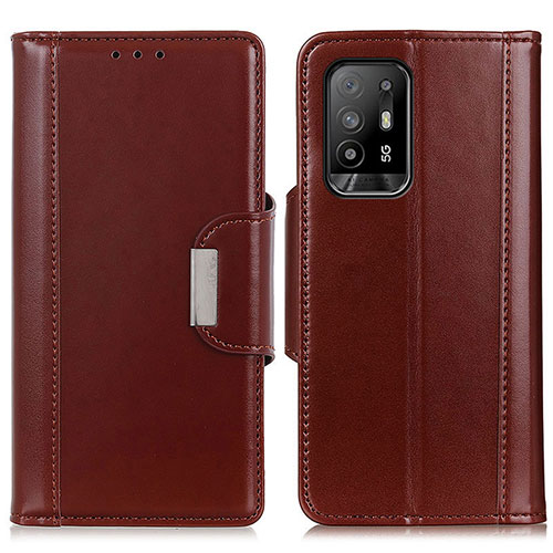 Leather Case Stands Flip Cover Holder M13L for Oppo A94 5G Brown