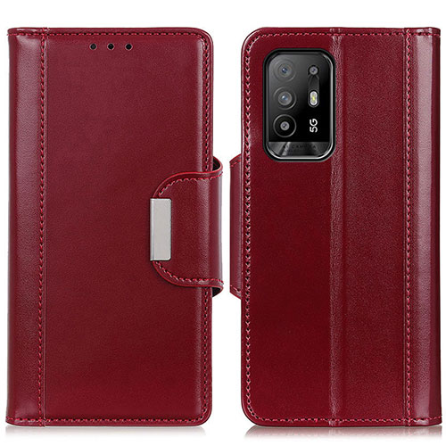 Leather Case Stands Flip Cover Holder M13L for Oppo A95 5G Red