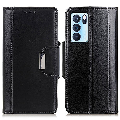 Leather Case Stands Flip Cover Holder M13L for Oppo Reno6 Pro 5G India Black