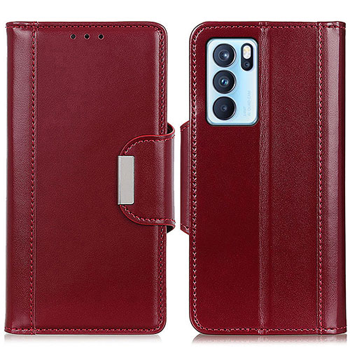 Leather Case Stands Flip Cover Holder M13L for Oppo Reno6 Pro 5G India Red