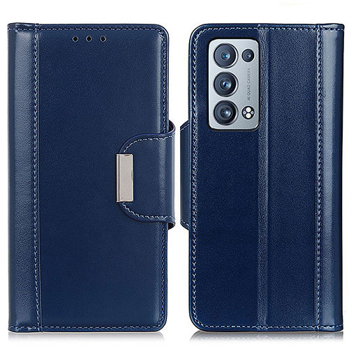 Leather Case Stands Flip Cover Holder M13L for Oppo Reno6 Pro+ Plus 5G Blue