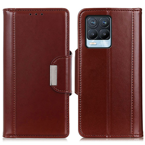 Leather Case Stands Flip Cover Holder M13L for Realme 8 4G Brown