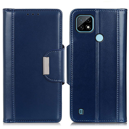 Leather Case Stands Flip Cover Holder M13L for Realme C21 Blue