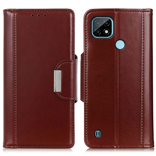 Leather Case Stands Flip Cover Holder M13L for Realme C21 Brown