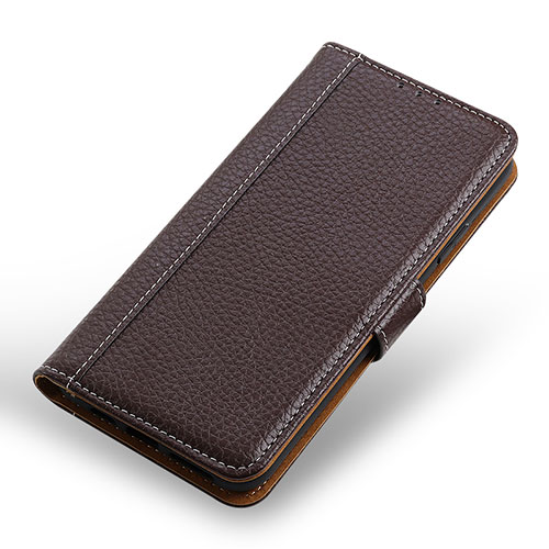 Leather Case Stands Flip Cover Holder M13L for Realme Q3 Pro 5G Brown