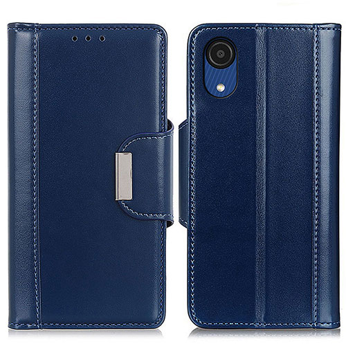 Leather Case Stands Flip Cover Holder M13L for Samsung Galaxy A03 Core Blue