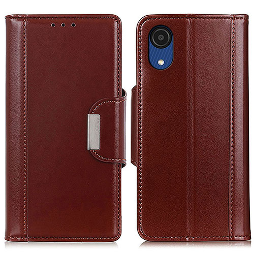 Leather Case Stands Flip Cover Holder M13L for Samsung Galaxy A03 Core Brown