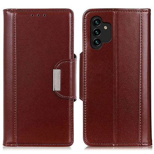 Leather Case Stands Flip Cover Holder M13L for Samsung Galaxy A13 5G Brown