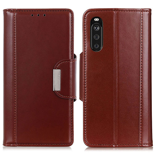 Leather Case Stands Flip Cover Holder M13L for Sony Xperia 10 III Brown