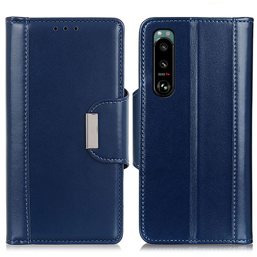 Leather Case Stands Flip Cover Holder M13L for Sony Xperia 5 III Blue