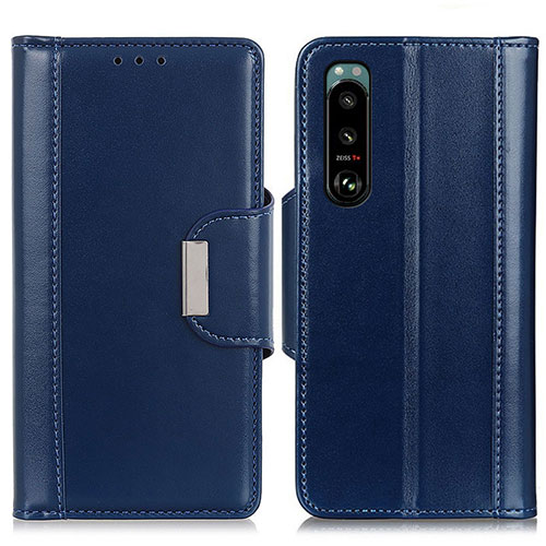 Leather Case Stands Flip Cover Holder M13L for Sony Xperia 5 III SO-53B Blue