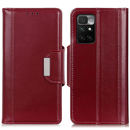 Leather Case Stands Flip Cover Holder M13L for Xiaomi Redmi 10 4G Red