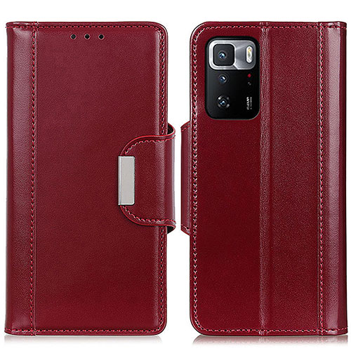 Leather Case Stands Flip Cover Holder M13L for Xiaomi Redmi Note 10 Pro 5G Red