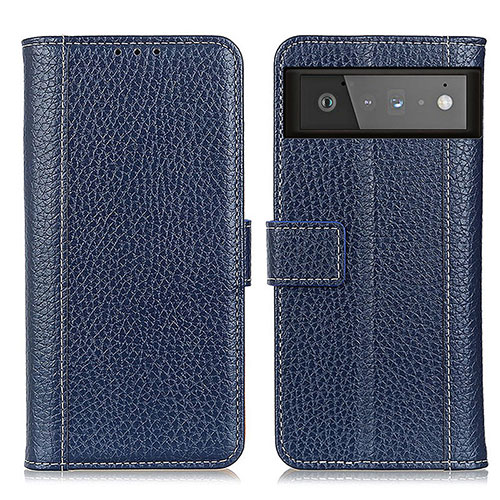 Leather Case Stands Flip Cover Holder M14L for Google Pixel 6 5G Blue