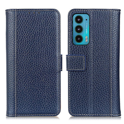 Leather Case Stands Flip Cover Holder M14L for Motorola Moto Edge 20 5G Blue