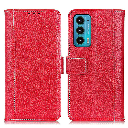 Leather Case Stands Flip Cover Holder M14L for Motorola Moto Edge 20 5G Red