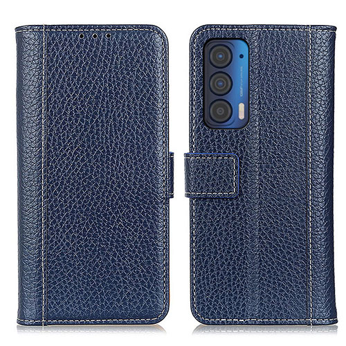 Leather Case Stands Flip Cover Holder M14L for Motorola Moto Edge (2021) 5G Blue