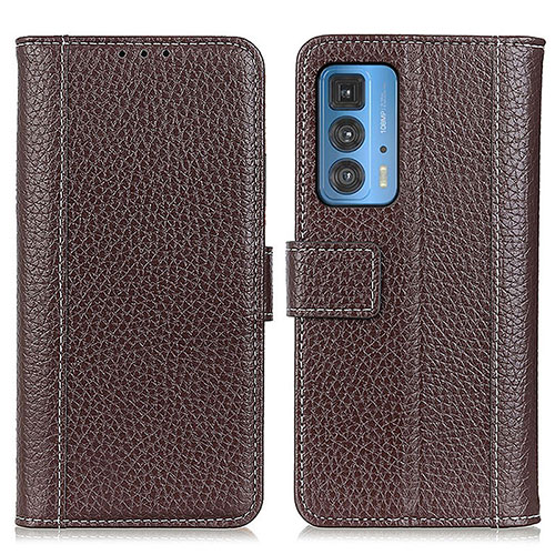 Leather Case Stands Flip Cover Holder M14L for Motorola Moto Edge S Pro 5G Brown