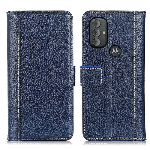 Leather Case Stands Flip Cover Holder M14L for Motorola Moto G Play (2023) Blue