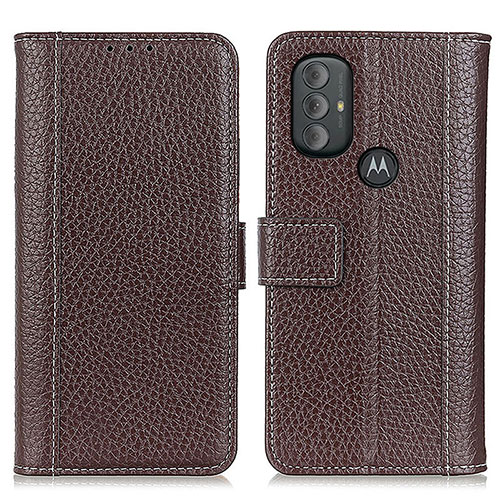 Leather Case Stands Flip Cover Holder M14L for Motorola Moto G Play (2023) Brown