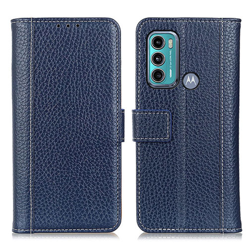 Leather Case Stands Flip Cover Holder M14L for Motorola Moto G40 Fusion Blue