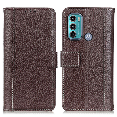 Leather Case Stands Flip Cover Holder M14L for Motorola Moto G40 Fusion Brown