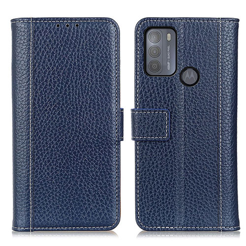 Leather Case Stands Flip Cover Holder M14L for Motorola Moto G50 Blue