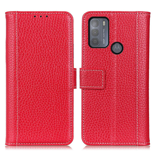 Leather Case Stands Flip Cover Holder M14L for Motorola Moto G50 Red