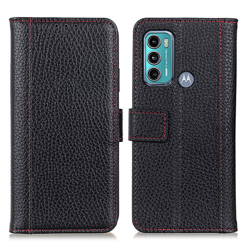 Leather Case Stands Flip Cover Holder M14L for Motorola Moto G60 Black