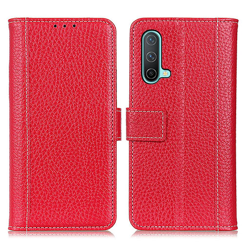 Leather Case Stands Flip Cover Holder M14L for OnePlus Nord CE 5G Red