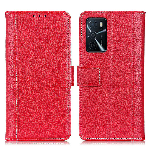 Leather Case Stands Flip Cover Holder M14L for Oppo A16s Red